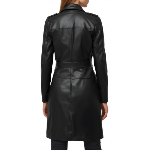 Trois quart femme en cuir d'agneau noir fermeture par boutons modèle Yvanéa