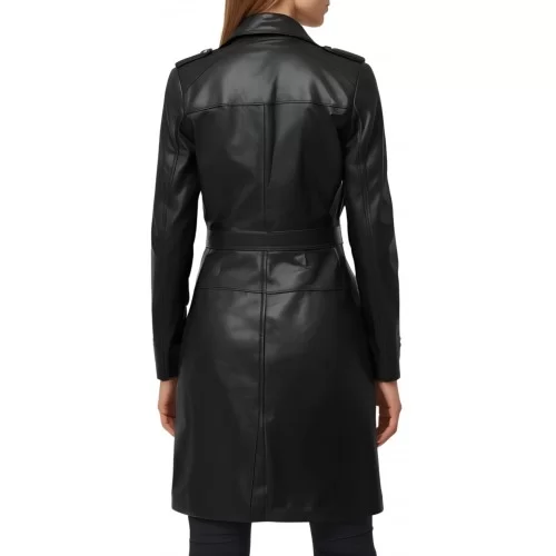 Trois quart femme en cuir d'agneau noir fermeture par boutons modèle Yvanéa