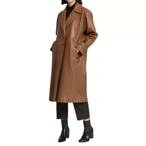 Manteau femme en cuir agneau camel modèle Filipina