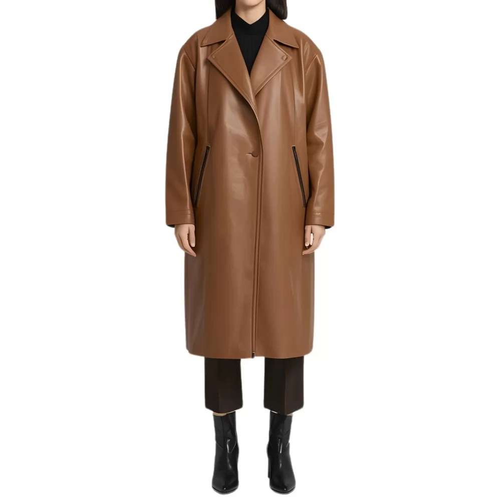 Manteau femme en cuir agneau camel modèle Filipina