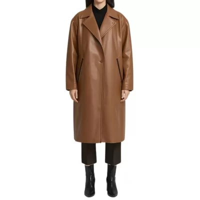 Manteau femme en cuir agneau camel modèle Filipina