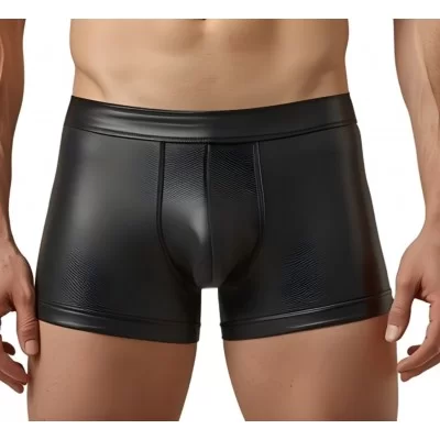 Boxer caleçon homme en cuir d'agneau stretch noir modèle Rikia