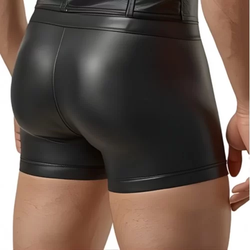 Boxer caleçon homme en cuir d'agneau stretch noir modèle Rikia