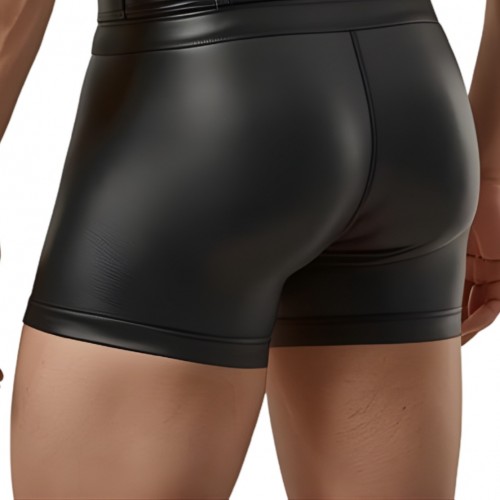 Boxer caleçon homme en cuir d'agneau stretch noir modèle Rikia