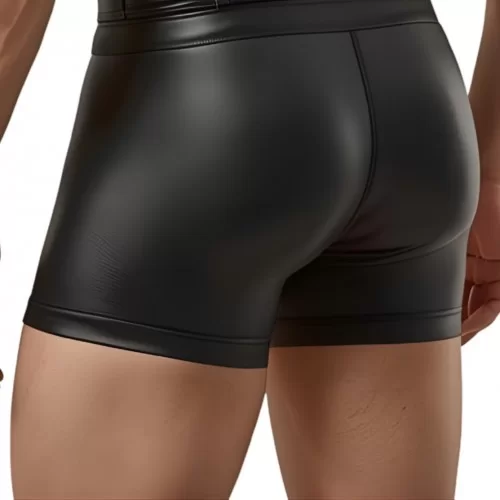 Boxer caleçon homme en cuir d'agneau stretch noir modèle Rikia