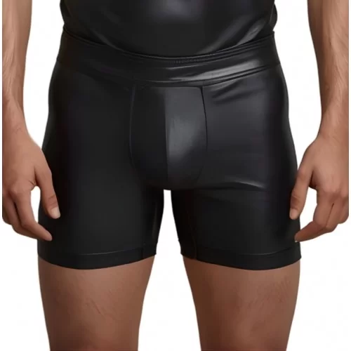 Boxer caleçon long homme en cuir d'agneau stretch noir modèle Bonno