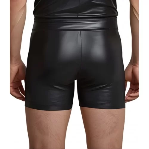 Boxer caleçon long homme en cuir d'agneau stretch noir modèle Bonno