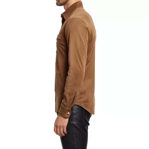 Chemise homme agneau velours couleur marron gold modèle jonace