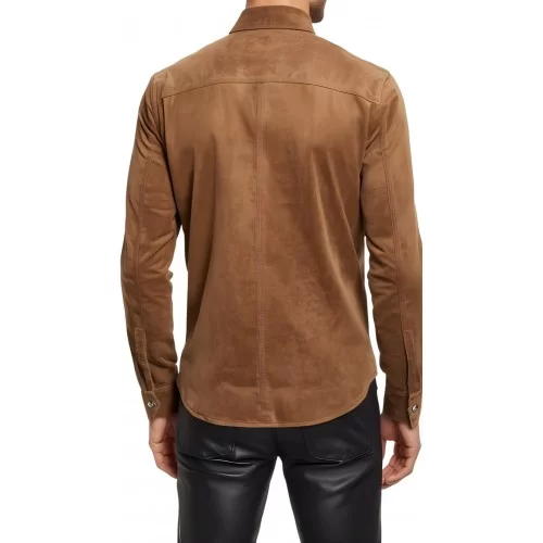 Chemise homme agneau velours couleur marron gold modèle jonace