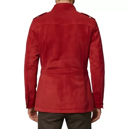 Veste de combat saharienne en peau d'agneau velours rouge homme modèle Parola