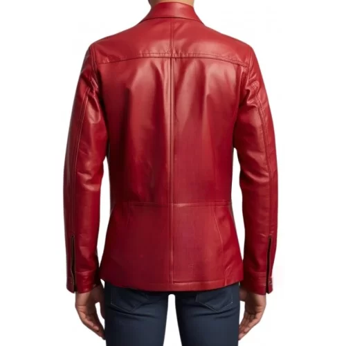 Veste de combat saharienne homme en cuir d'agneau rouge modèle Xario