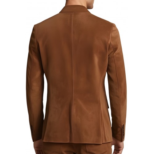 Blazer homme en agneau velours marron gold  façon daim modèle Izio
