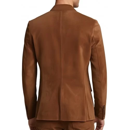Blazer homme en agneau velours marron gold façon daim modèle Izio