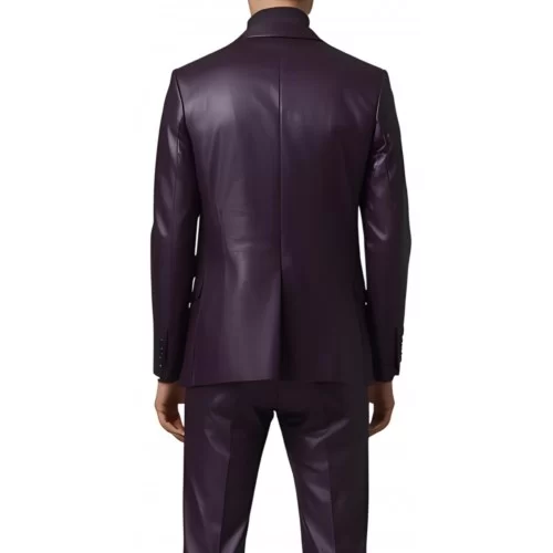 Blazer homme en cuir d'agneau violet prune modèle Izayan