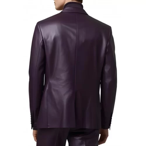 Blazer homme en cuir d'agneau violet prune modèle Izayan
