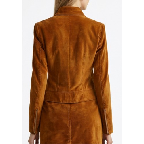 Blouson smen agneau velours marron façon daim modèle Panetta