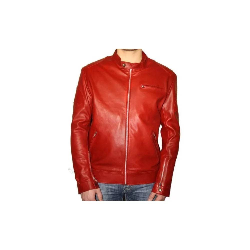 Blouson cuir homme modèle Ariel agneau couleur rouge