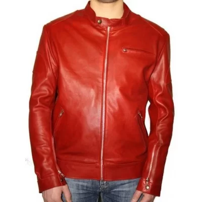 Blouson cuir homme modèle Ariel agneau couleur rouge