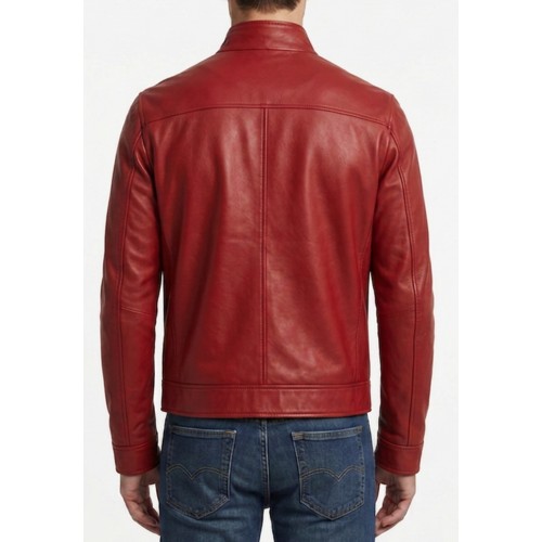 Blouson classique cuir homme en agneau rouge modèle Uriace