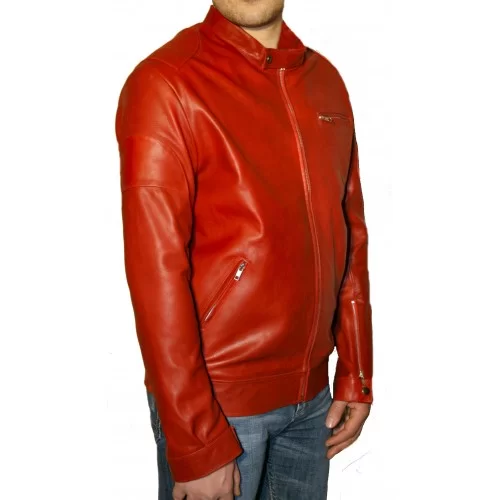 Blouson cuir homme modèle Ariel agneau couleur rouge