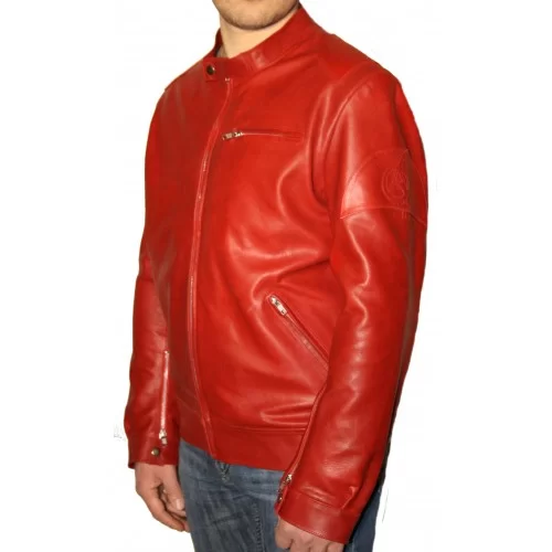 Blouson cuir homme modèle Ariel agneau couleur rouge