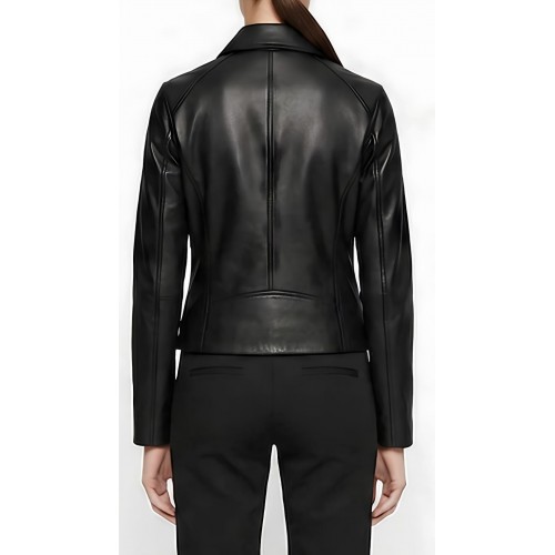 Blouson cuir femme en agneau noir modèle Sibeline