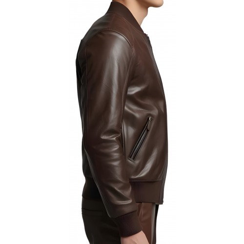 Blouson cuir homme style teedy en agneau marron modèle Santoce
