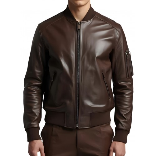 Blouson cuir homme style teedy en agneau marron modèle Santoce