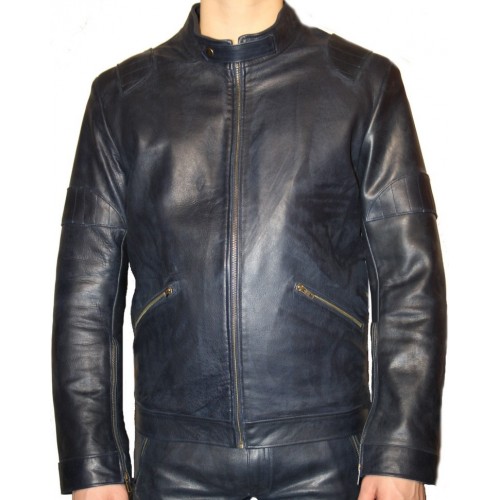 Blouson  modèle Levani en agneau Bleu