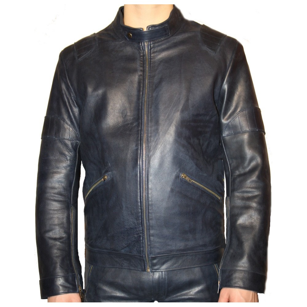 Blouson  modèle Levani en agneau Bleu