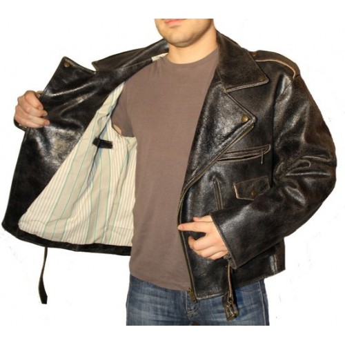 Man leather jacket model Avia