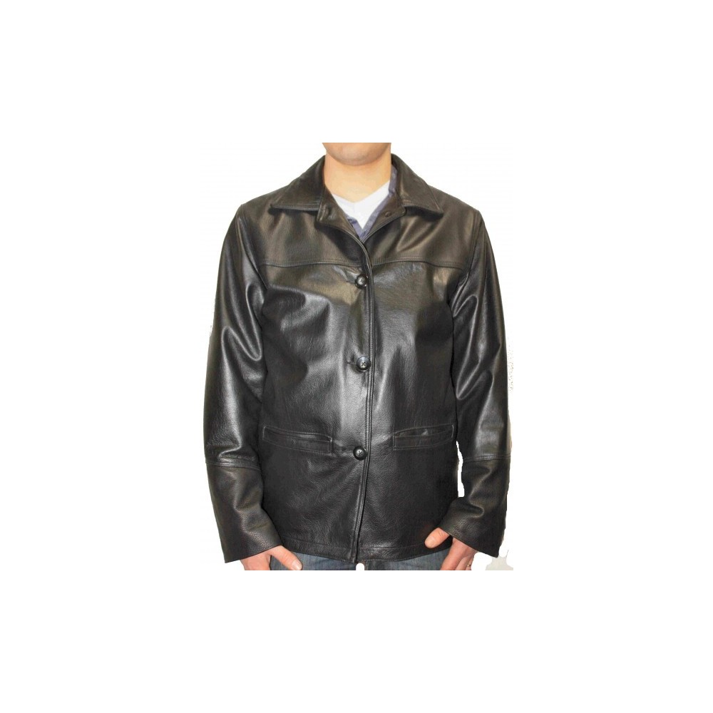 Veste en cuir homme couleur noire modèle Carl