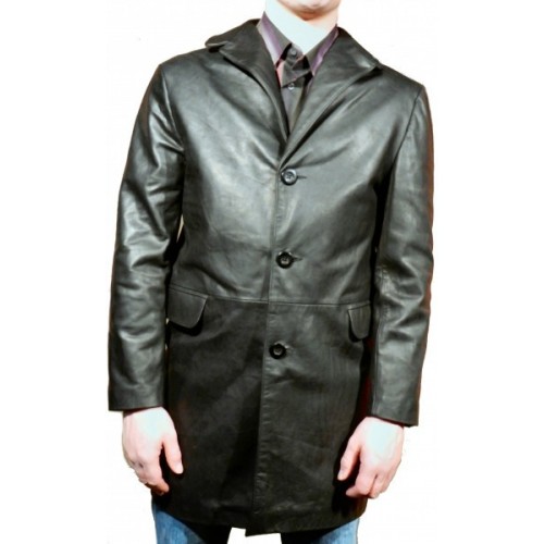 Trois quart manteau modèle Brody en vachette plongée noire