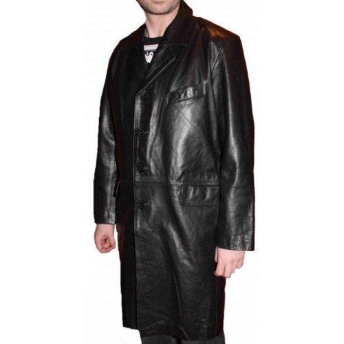 Manteau homme modèle Cross en agneau noir
