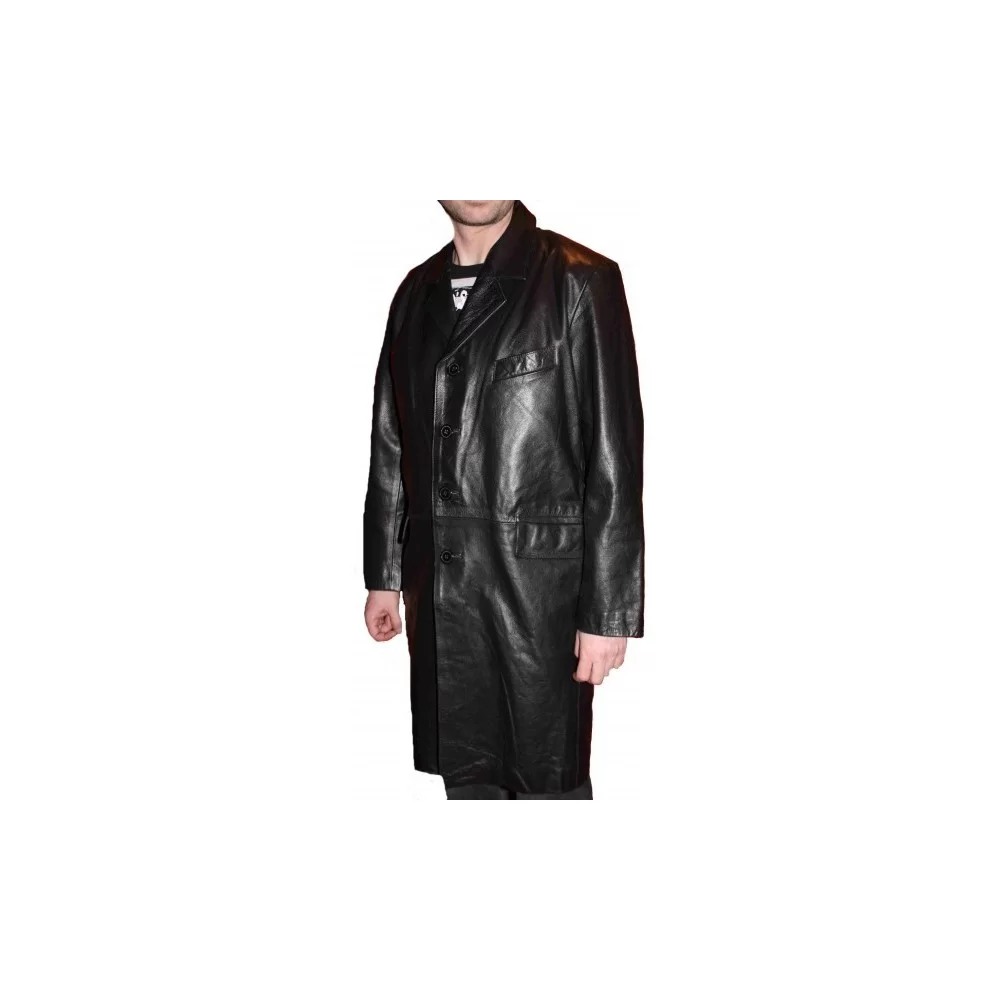 Manteau homme modèle Cross en agneau noir