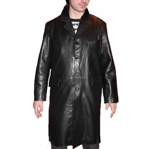 Manteau homme modèle Cross en agneau noir