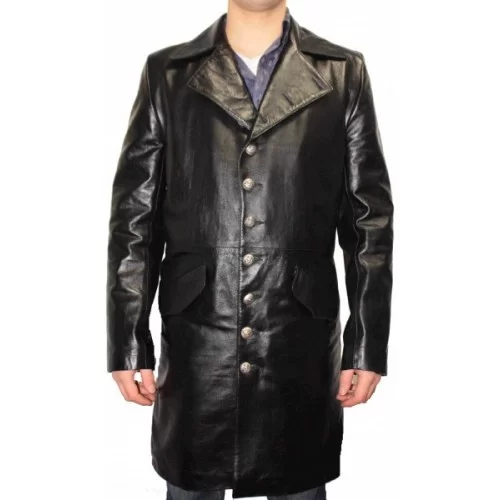 Manteau cuir agneau noir modèle Aymeric