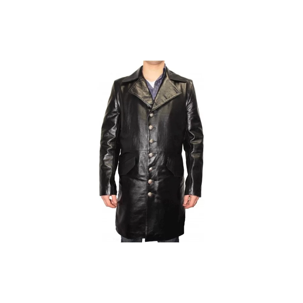 Manteau cuir agneau noir modèle Aymeric