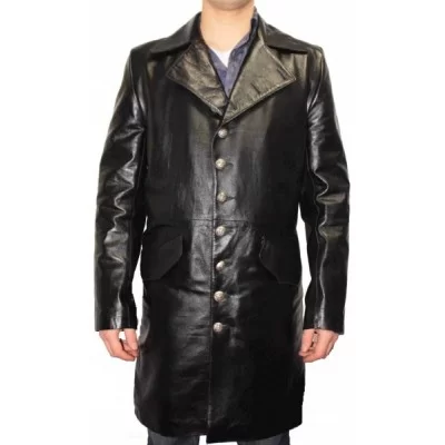 Manteau cuir agneau noir modèle Aymeric