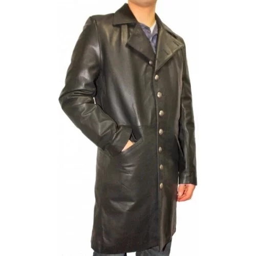 Manteau cuir agneau noir modèle Aymeric