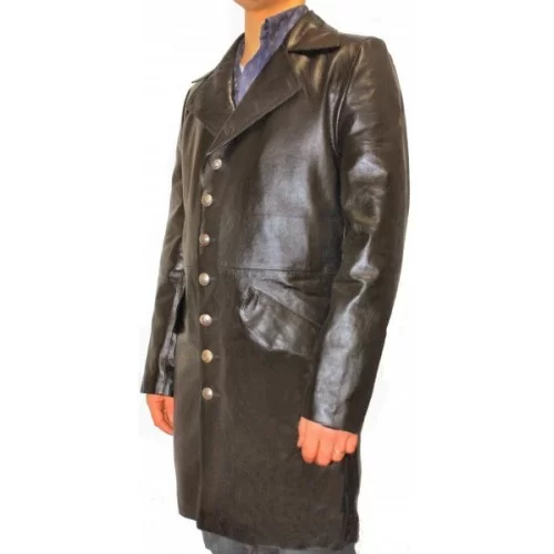 Manteau cuir agneau noir modèle Aymeric