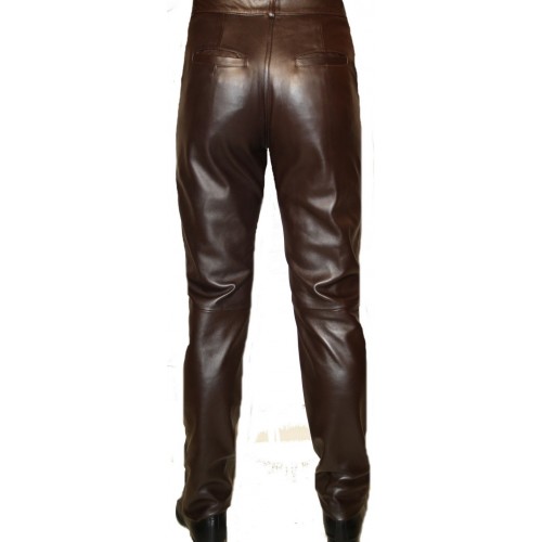 Pantalon homme cuir modèle Trade en agneau marron