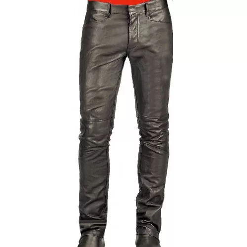 Pantalon cuir homme en agneau noir modèle Reeve