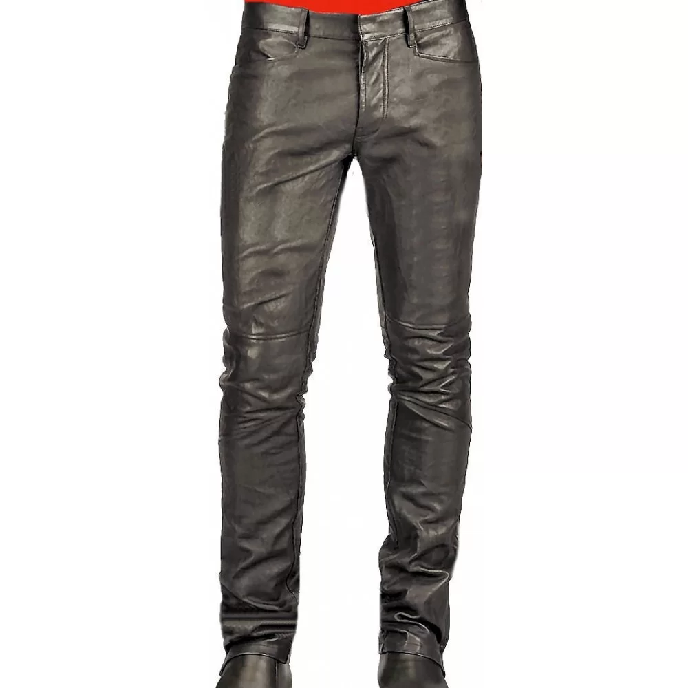 Pantalon cuir homme en agneau noir modèle Reeve