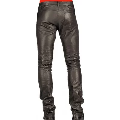 Pantalon cuir homme agneau plongé noir modèle Reeve