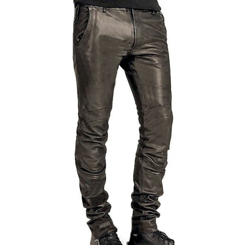 pantalon cuir homme agneau plongé noir modèle Greg