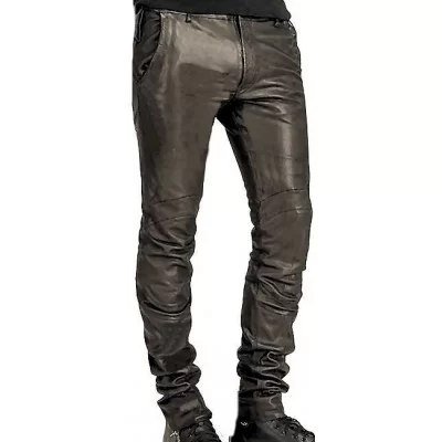 pantalon cuir homme agneau plongé noir modèle Greg