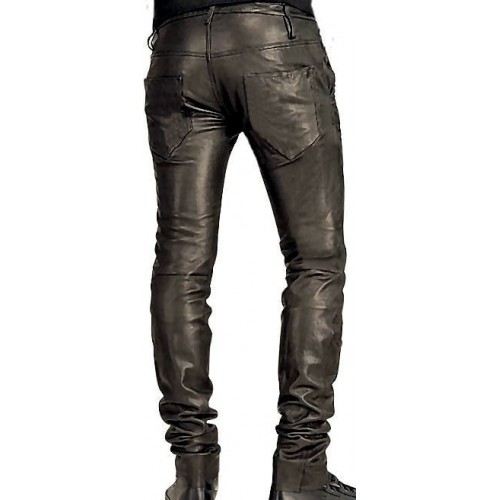 pantalon cuir homme agneau plongé noir modèle Greg