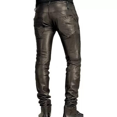 pantalon cuir homme agneau plongé noir modèle Greg