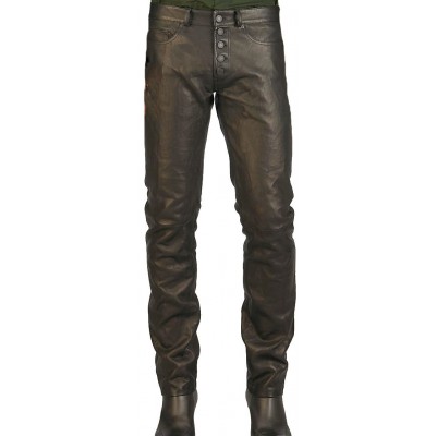 Pantalon cuir jeans modèle Miki en vachette plongée noir